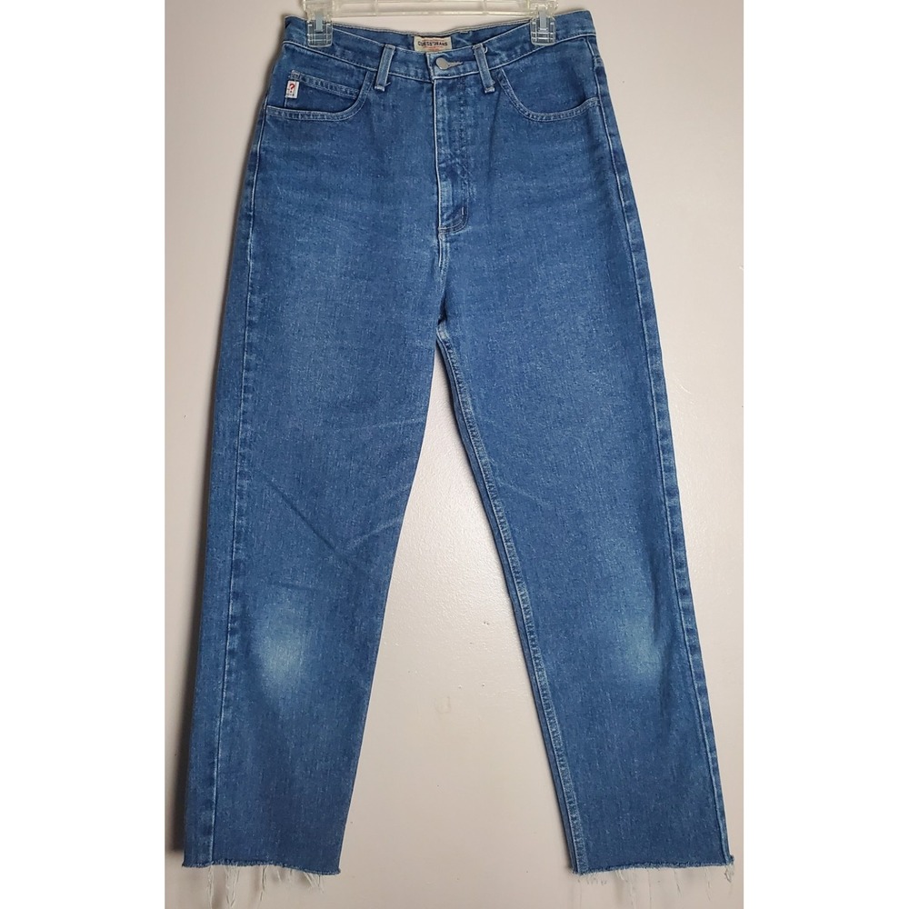 Vintage Guess Jeans American Tradition Y2K 31 Raw Hem‎ Red Triangle Medium Wash